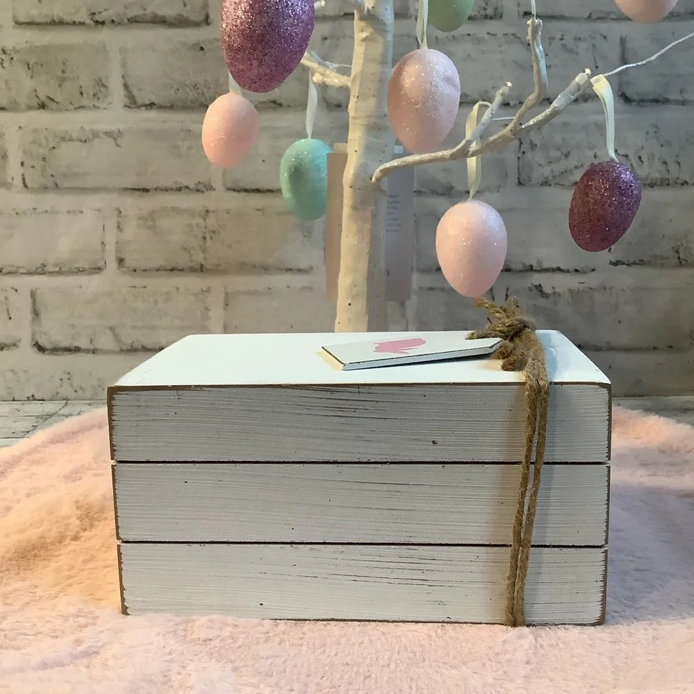 Quill To Paper Bunny Kiss Wood Book Stack